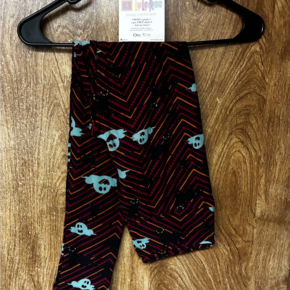 LuLaRoe Adult OS Black Cat & Ghost Print Leggings